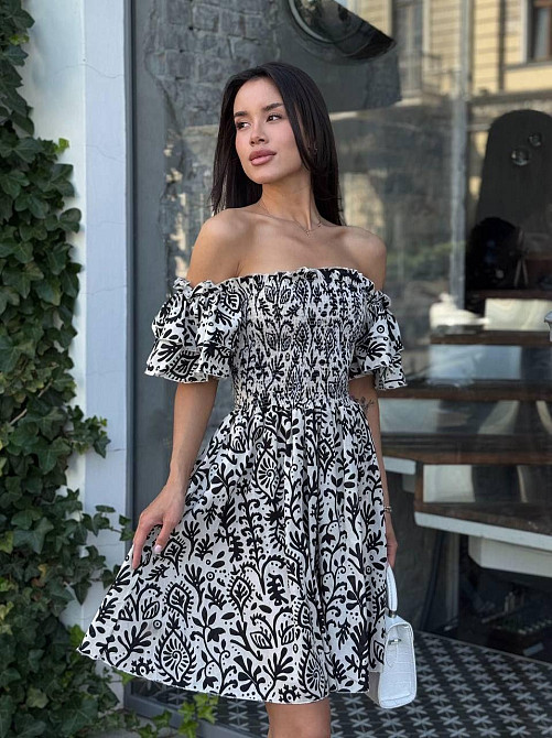 Жіноче легке принтоване плаття з турецького батисту Чорний, 46/48 Одеса - фото 1