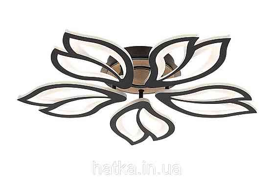 Люстра стельова світлодіодна VALESO 3309/5 димерна чорний + дерево 8000Lm Київ