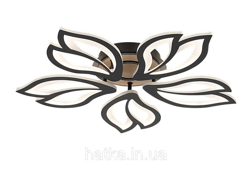 Люстра стельова світлодіодна VALESO 3309/5 димерна чорний + дерево 8000Lm Київ - фото 1