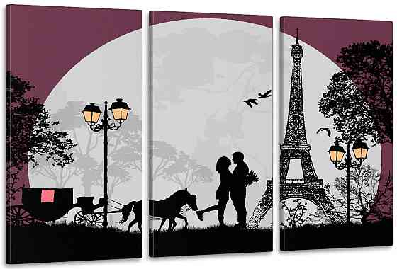 Модульная картина в гостиную / спальню  Закохані  в  Парижі    ART-290_3A 100х150 см Киев