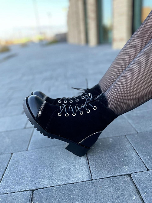 Черевики жіночі D and V чорні шкіра+замша натуральна висота 12см (2199) Коломия - фото 5