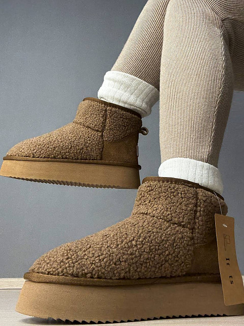 Уггі жіночі Itts 1707-2 з хутром тедді на платформі коричневі, 37, 23,5 см Київ - фото 3