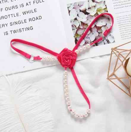 Труси з перлами, малиновий - розмір універсальний (на резинці), 15% нейлон, 85% поліестер Київ