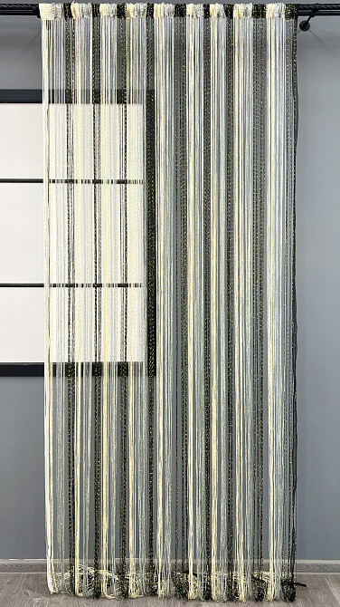 Штори-нитки з люрексом Молочний з сірим і чорним 300х300см 1 шт (61-120) Київ - фото 2
