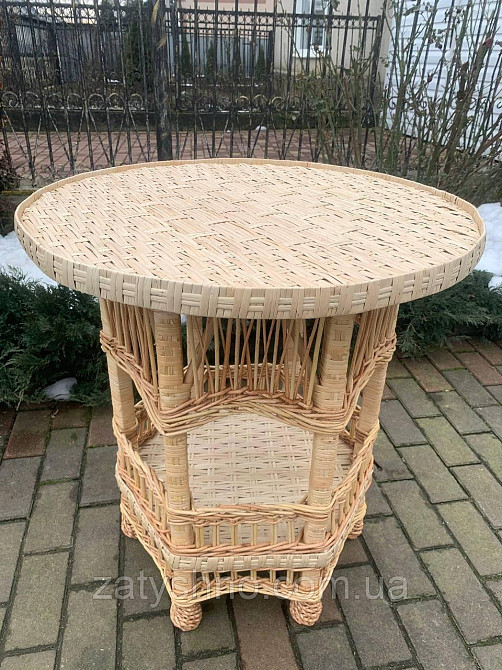 Журнальный стол  плетеный круглый с полкой Киев - изображение 6