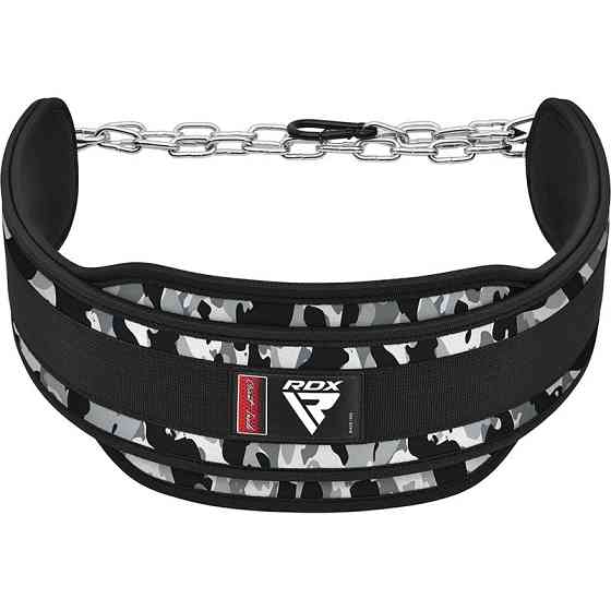 Пояс для обтяжень із цепом RDX T7 Pro Dipping Belt 2 Layer неопреновий Camo Grey Кам'янське