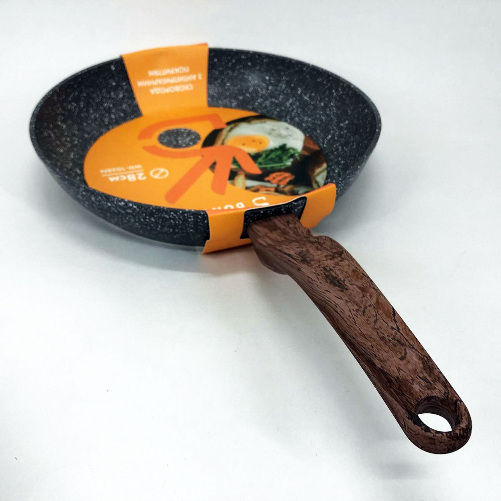 Сковорода с антипригарным покрытием для газовой плиты Well Done WD-1038N 28 см, Сковорода гриль удобная BJ-90 Львов - изображение 8