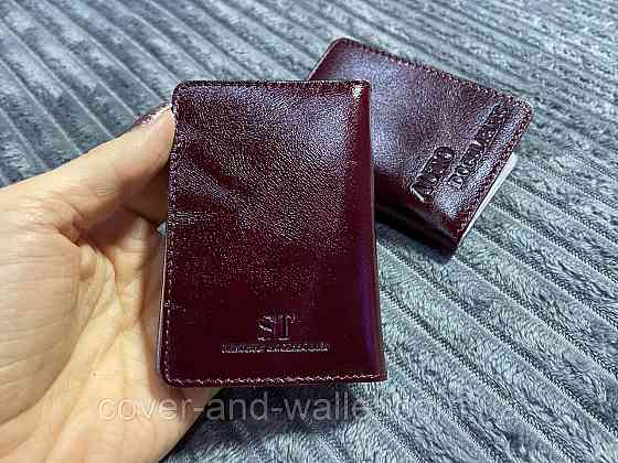 Бордова шкіряна обкладинка для ID-паспорта та документів ST Leather Київ