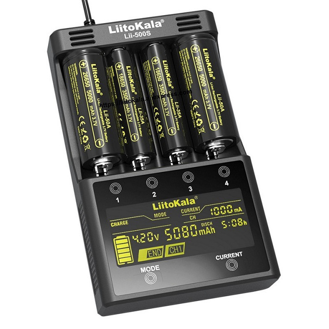 Заряднoe устройство Liitokala Lii-500S на 4 канала (для Ni-MH, Ni-CD, Li-Ion) с блоком питания и автоадаптером Винница - изображение 3