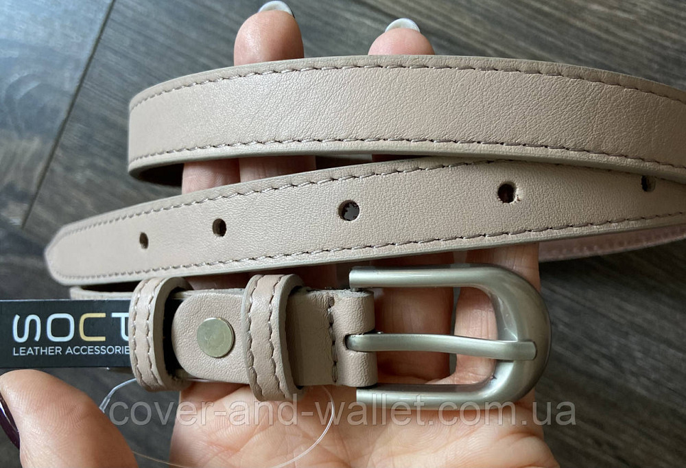 Пудровий жіночий ремінь із натуральної шкіри із класичною пряжкою 20 мм PS Leather Київ - фото 6