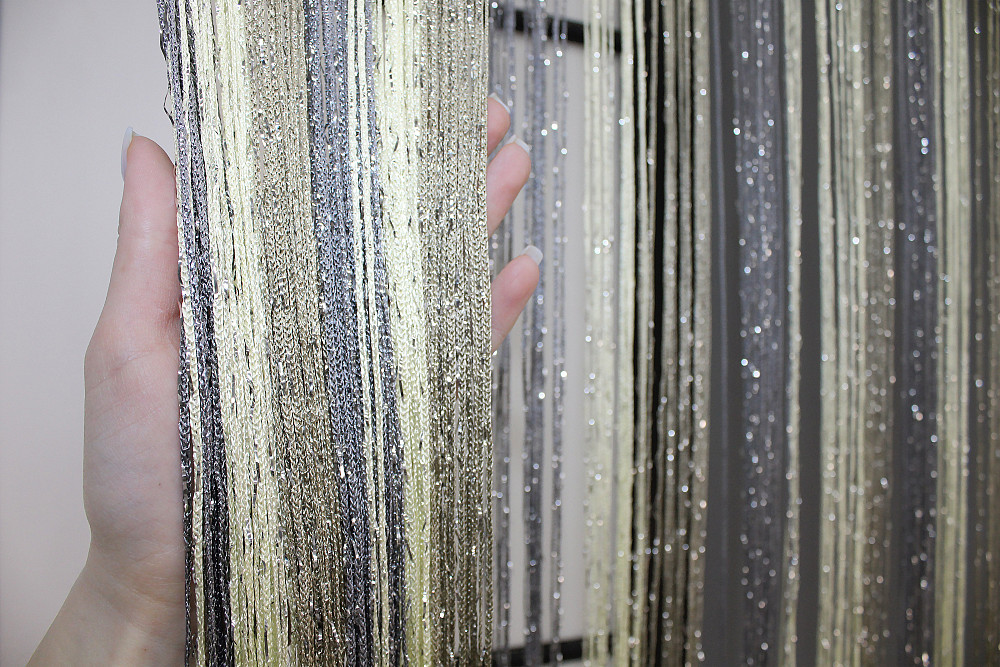 Штори-нитки "Кісея" з люрексом Сірий з молочно-бежевим 300х300см 1 шт (61-034) Київ - фото 5