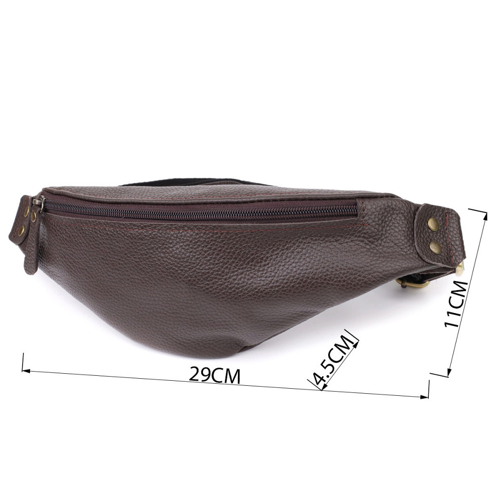 Модная сумка бананка для мужчин из зернистой натуральной кожи Shvigel 23137 Коричневый Киев - изображение 9