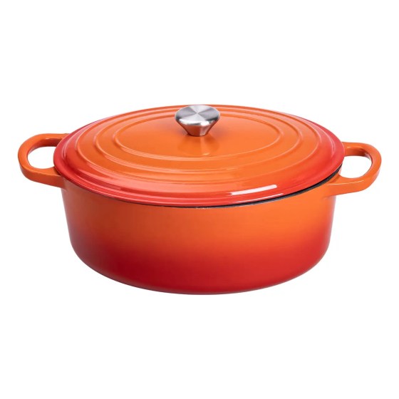 Yiwu Гусятниця чавунна емальована з кришкою на 6 літрів Ø26 см для всіх типів плит Жовтогаряча Коломия