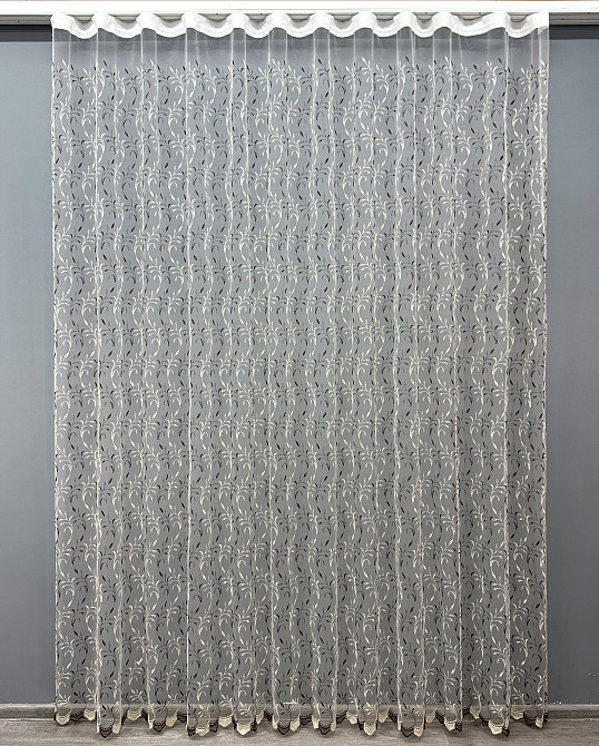 Тюль VR-Textil 1647т Фатин з вишивкою Молочний з венге 250х270 см (42-1106) Київ - фото 2
