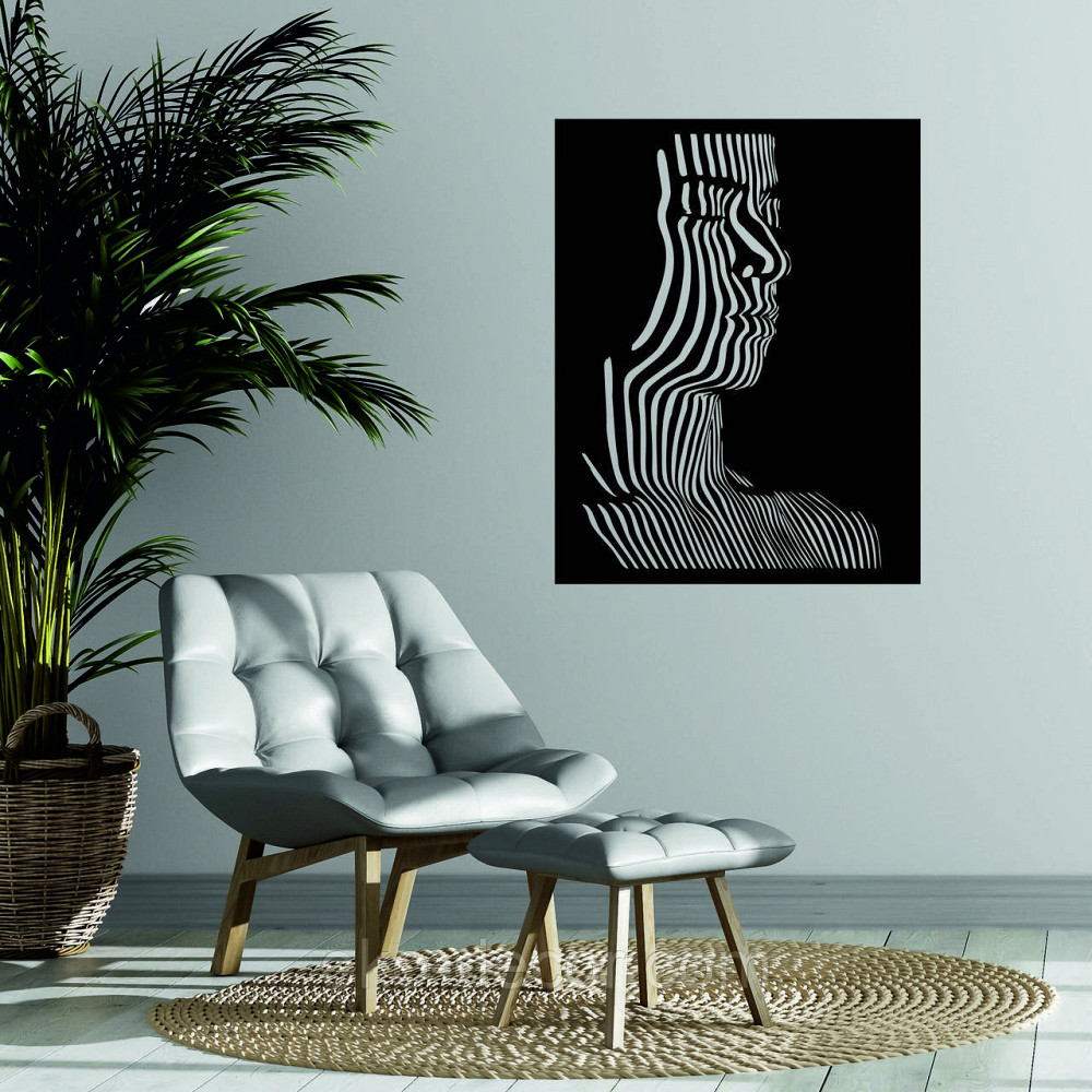 Декоративное настенное Панно «Силуэт женщины», Декор на стену 110*86 см, Черный Киев - изображение 2