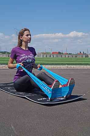 Стрічка-еспандер для фітнесу та реабілітації PowerPlay 4112 0.4мм MediBand Light Синя (6.8 кг) Київ