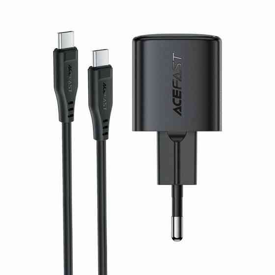 Мережевий зарядний пристрій з кабелем ACEFAST A117 PD20W mini GaN fast charger set(P16),black Black Одеса