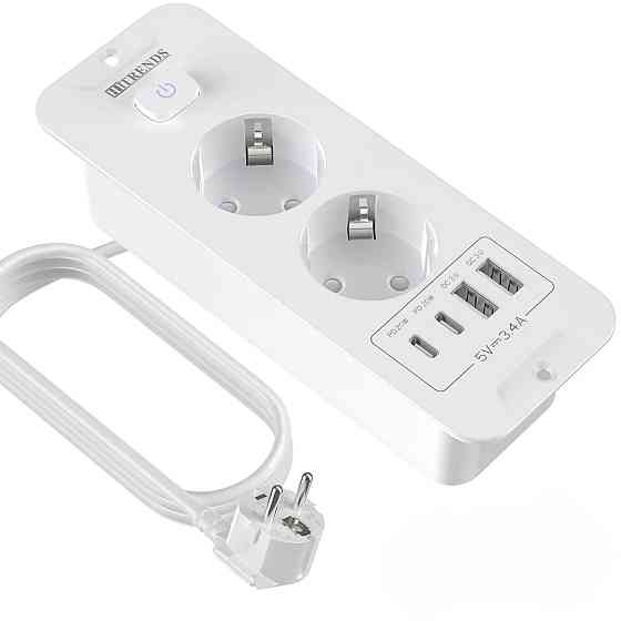 Врізний подовжувач на 2 розетки 2*USB, 2*Type C HITRENDS Луцк