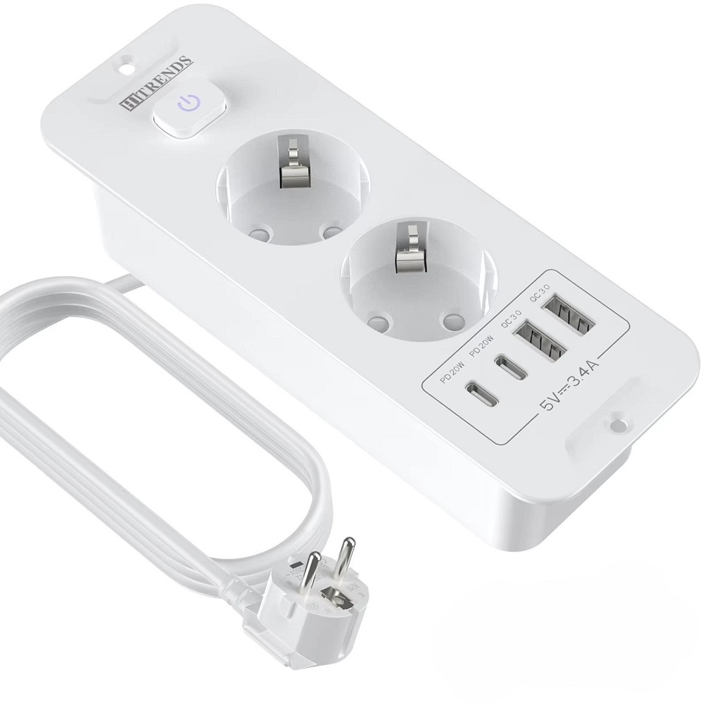 Врізний подовжувач на 2 розетки 2*USB, 2*Type C HITRENDS Луцк - изображение 1