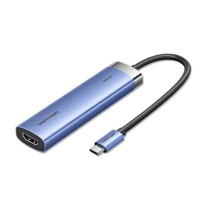 Концентратор Vention USB 3.1 Type-C to HDMI/USB 3.0x3/PD 100W Blue Aluminum Alloy Hub 5-in-1 (TGESB) Вінниця