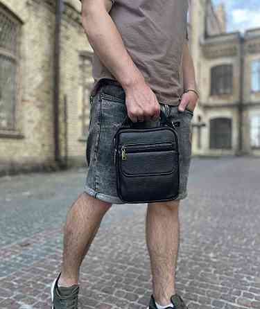Сумка чоловіча через плече шкіряна чорна Tiding Bag IT-73302 Кам'янське