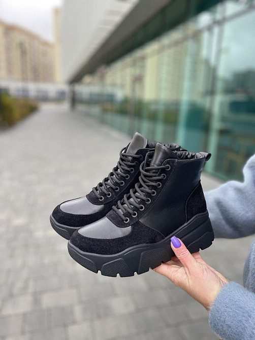 Dino Vittorio Черевики жіночі Dino Vittorio 48-4121-188 чорні (зима, шкіра+замша натуральна) (4 Коломия - фото 4