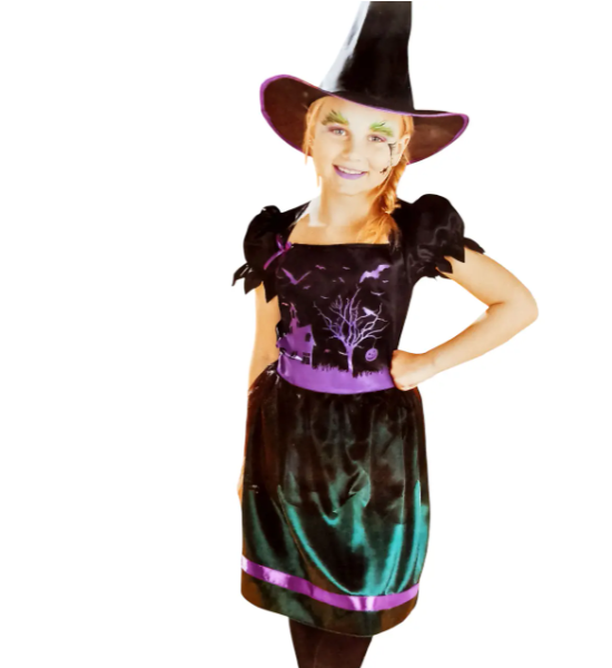 Костюм на Хелловін для дівчинки Відьма з капелюхом різнобарвний Київ - фото 1