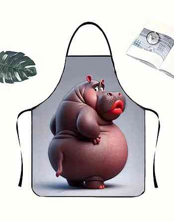 Фартух з приколом Бегемот 80 на 60 см різнобарвний Київ