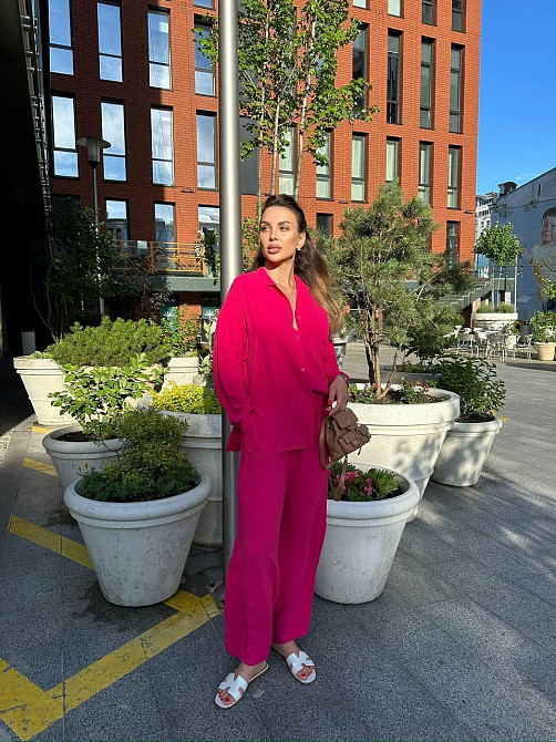 Костюм-тройка женский летний с шортами и брюками Малиновый M-L Харьков - изображение 1