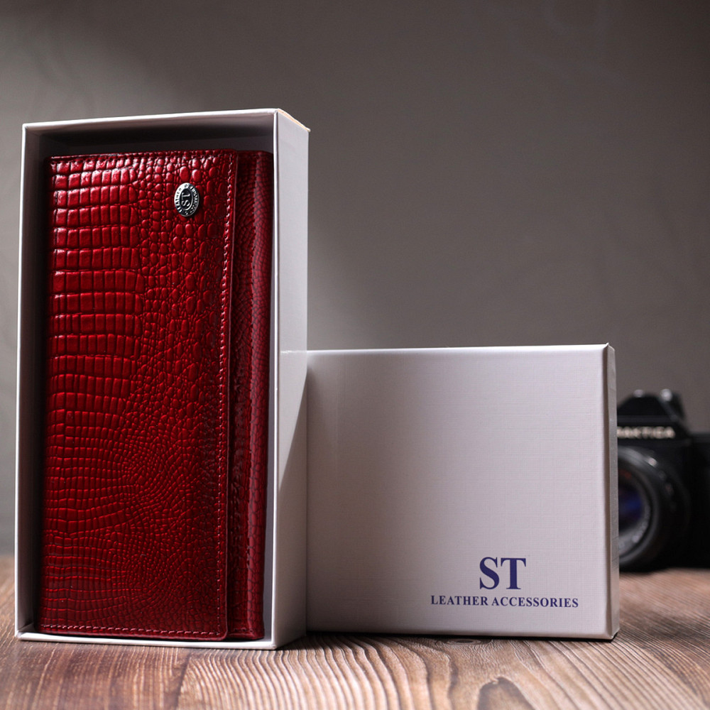 Кошелек для женщин из натуральной лакированной кожи ST Leather 22680 Красный Киев - изображение 1