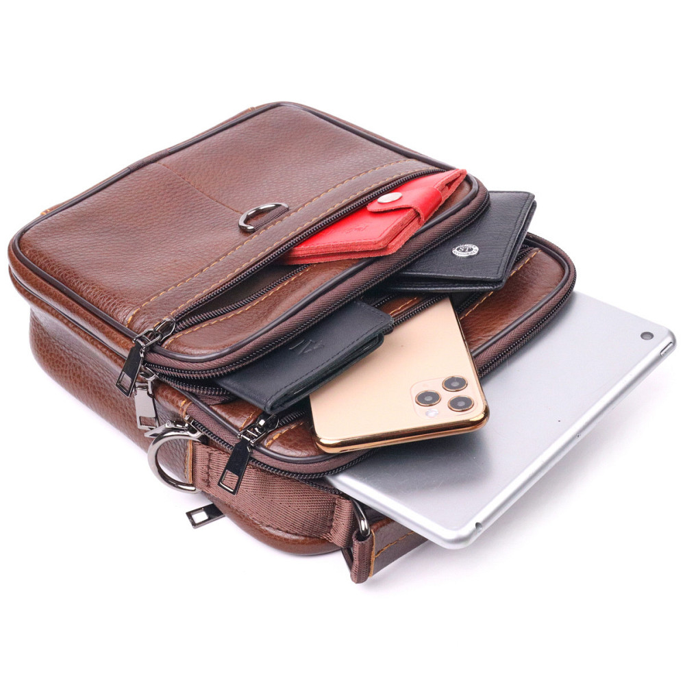 Чудова чоловіча сумка з натуральної шкіри 21279 Vintage Коричнева Київ - фото 8