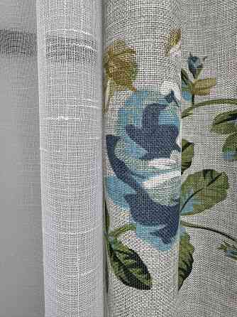 Комплект штор VR-Textil Лен Прованс 150х270 2шт и Тюль 400х270 2082ш-115т Разноцветный с белым 71-217/3 Киев