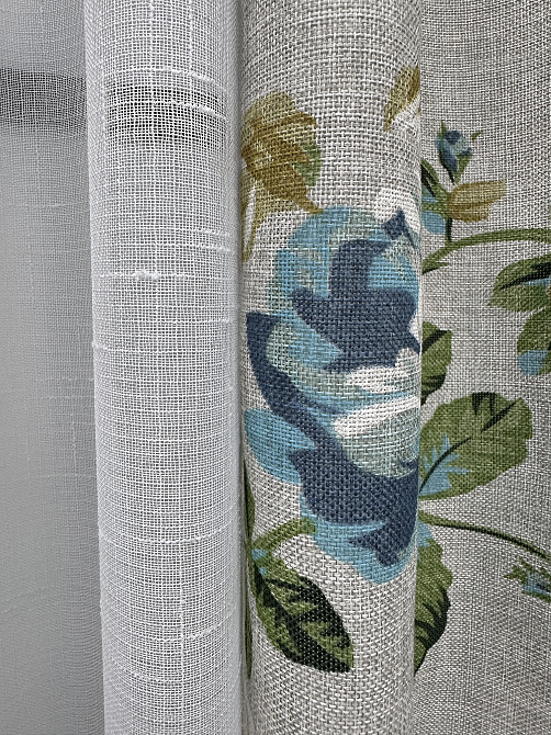 Комплект штор VR-Textil Лен Прованс 150х270 2шт и Тюль 400х270 2082ш-115т Разноцветный с белым 71-217/3 Киев - изображение 6