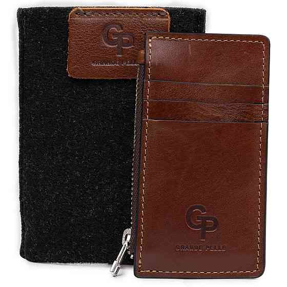 Кожаный мужской картхолдер GRANDE PELLE 11400 Коричневый Киев