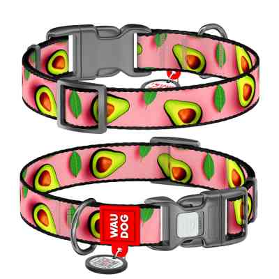 Нашийник для тварин WAUDOG Nylon з QR адресником "Авокадо на рожевому" пластиковий фастекс XS (278-4051) Вінниця