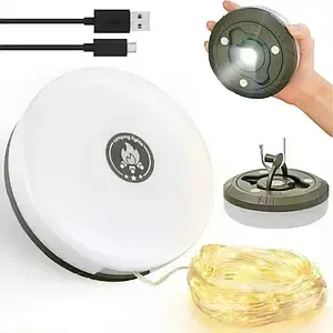 Аккумуляторный фонарь с гирляндой, USB и магнитным креплением / Подвесной фонарь для кемпинга 20м Коломия