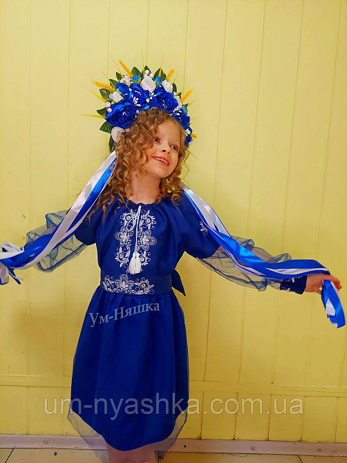 Дитяче вишите плаття "Синя казка-тризуб" Кривий Ріг - фото 5