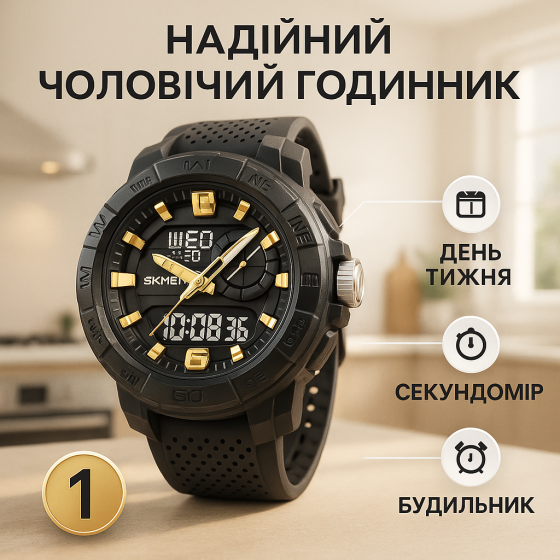 Водонепроникний годинник з гарантією SKMEI 2163GD, Годинник на руку для військового VJ-18 Львів