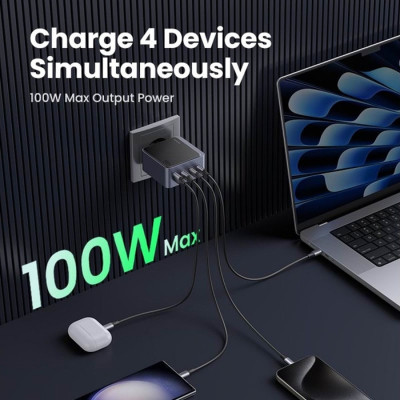 Зарядний пристрій Ugreen 4xUSB 100W (3xUSB-C+USB-A) Gan Nexode Fast Charger Grey X553 (35043) Вінниця - фото 3