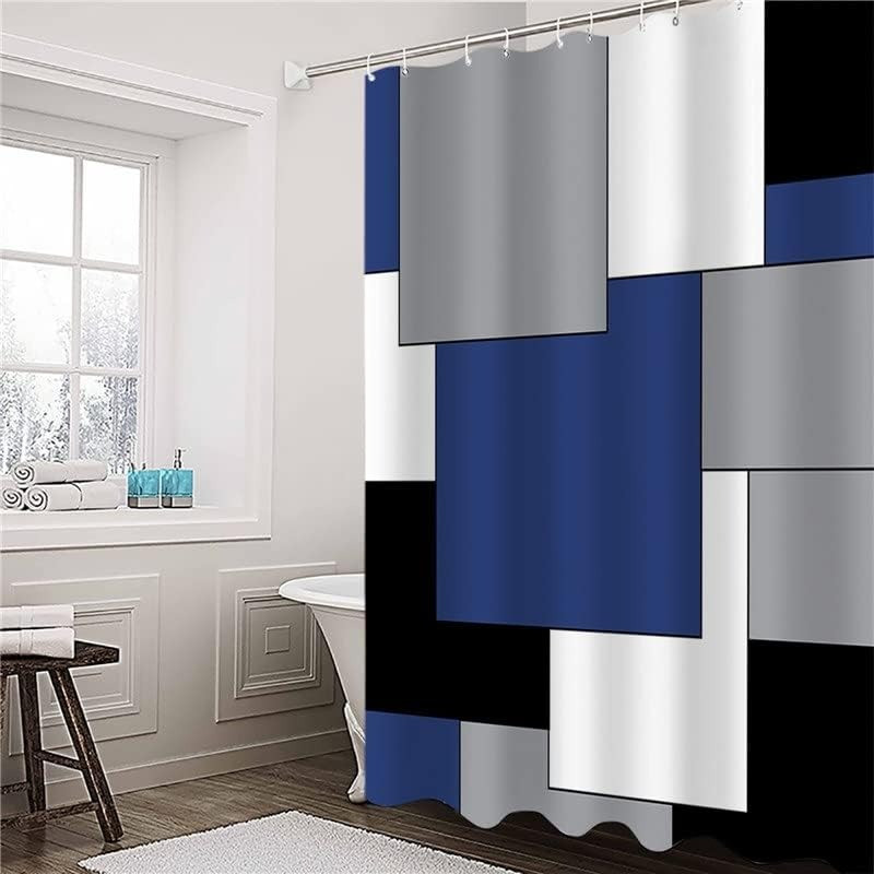 Шторка для ванної та душу з кільцями 180x180 см водостійка, шторка для ванної кімнати з гачками, з принтом з квадратів Кам'янець-Подільський - фото 1