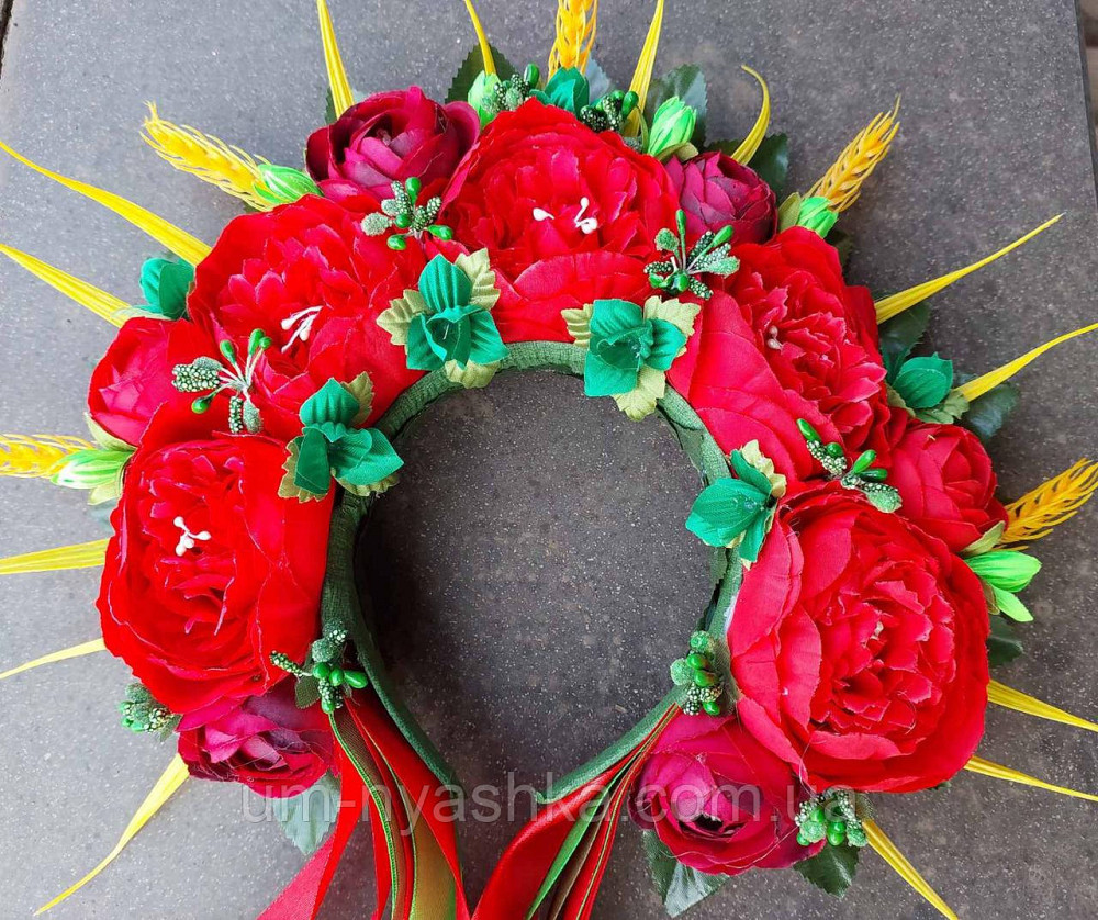 Віночок ободок з квітами "Сценічний зі стрічками" Кривий Ріг - фото 3