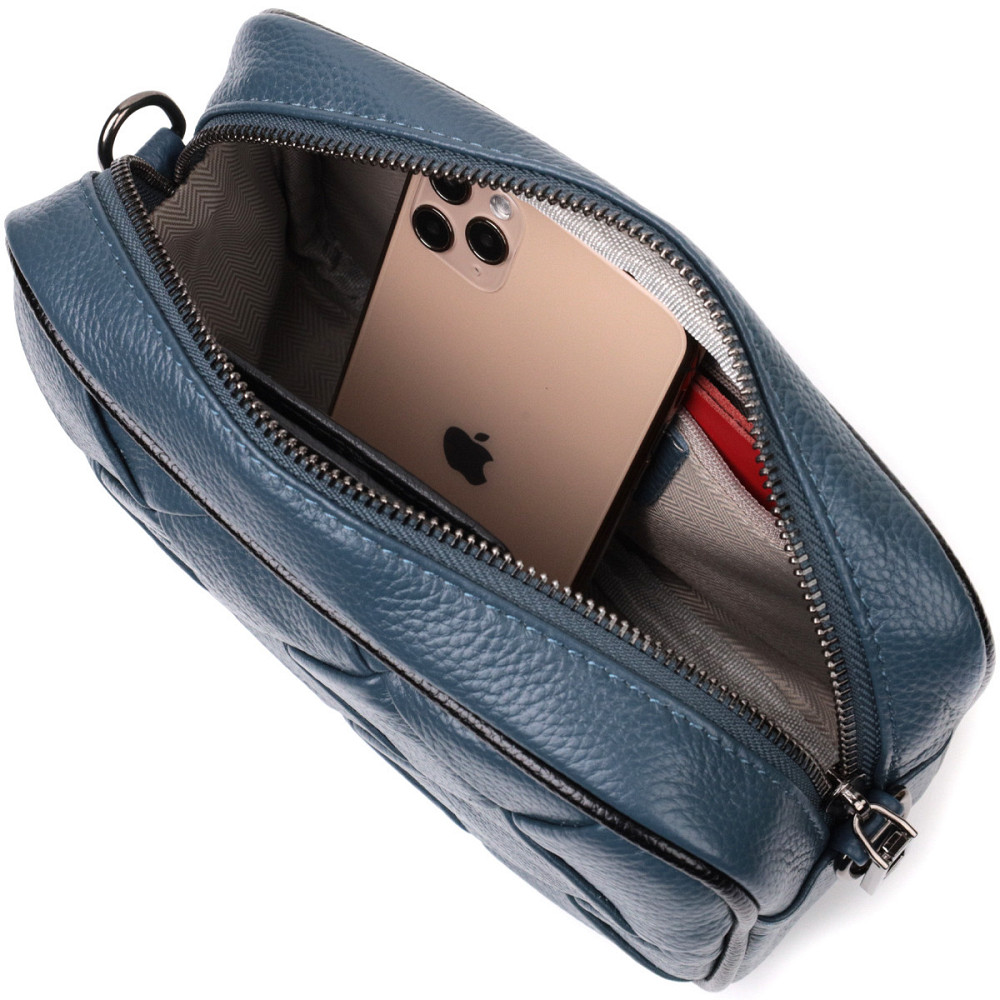 Шкіряна сумка з палітурками для стильних жінок Vintage 22408 Синя Київ - фото 7