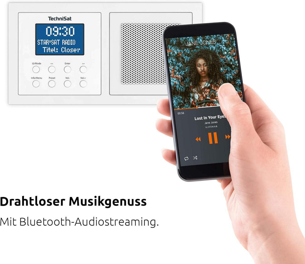Радіо TechniSat DigitRadio UP1 білий DAB+ FM Bluetooth вбудовуване у подвійний підрозетник з будильником 2 Вт цифрові радіостанції Київ - фото 9