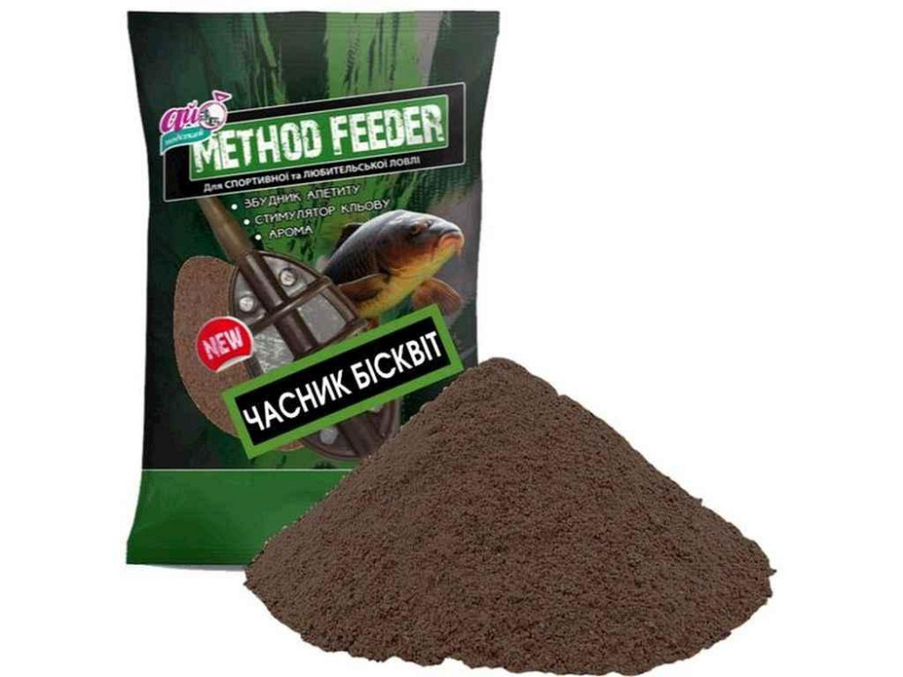 Прикорм METHOD FEEDER - Бісквіт Часник 1000гр.ТМ АЙ ПОДСЕКАЙ Solmir Київ - фото 1
