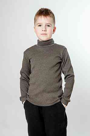 Водолазка дитяча, темно-кавова, рубчик, начос, топ 116 Крохатушка одяг Київ