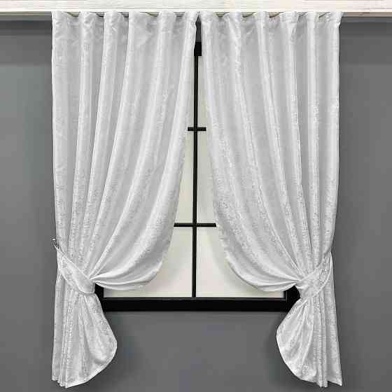 Комплект коротких штор VR-Textil Жакард Мрамор Al1 № 1300ш Белый 130х170 см 2 шт (35-0403) Киев