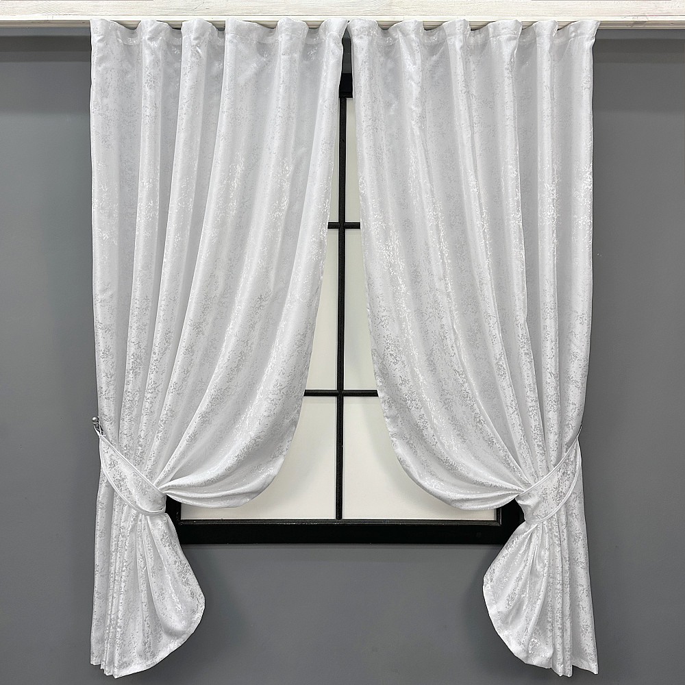 Комплект коротких штор VR-Textil Жакард Мрамор Al1 № 1300ш Белый 130х170 см 2 шт (35-0403) Киев - изображение 1