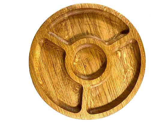 Деревянная тарелка из натурального дерева диаметр 25 см, высота 2 см, тарелка для закусок Каменец-Подольский