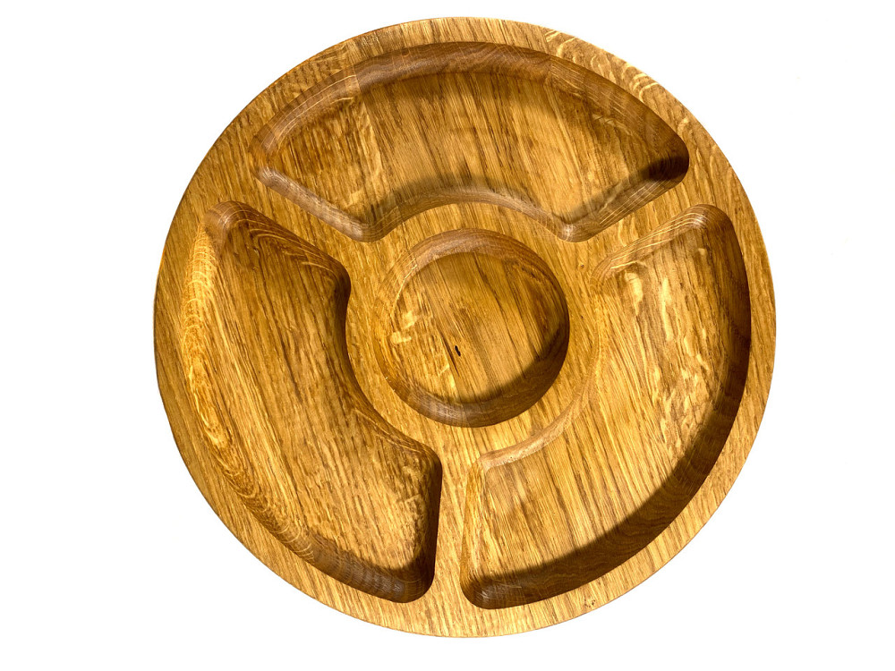 Деревʼяна тарілка з натурального дерева діаметр 25 см, висота 2 см, тарілка для закусок Кам'янець-Подільський - фото 2