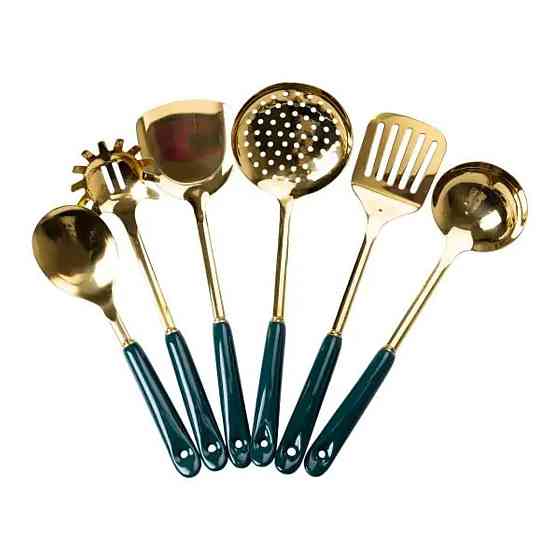 Кухонний набір аксесуарів на підставці, 7 предметів, ізумрудний Київ